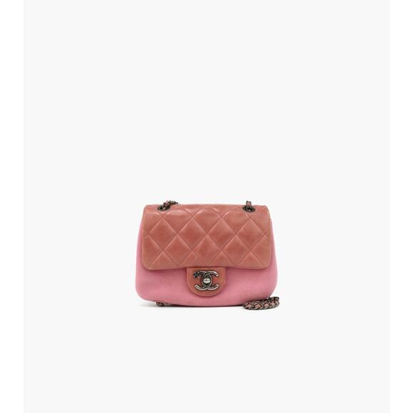 CHANEL Pink Fabric Flap Chain Bag C-A30935 - Picture 1 of 1